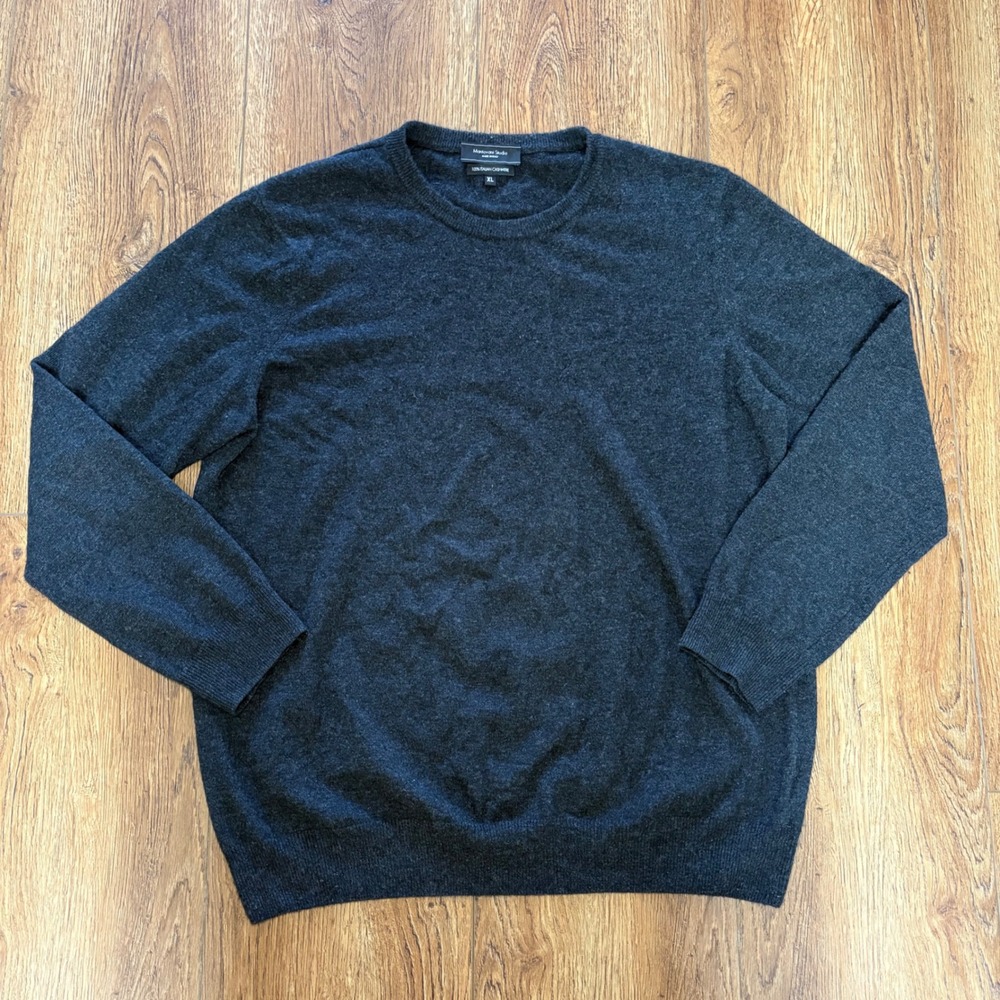 Mantovani Studio 100% Italian Cashmere Sweater Men's Size XL Gray Italy Made